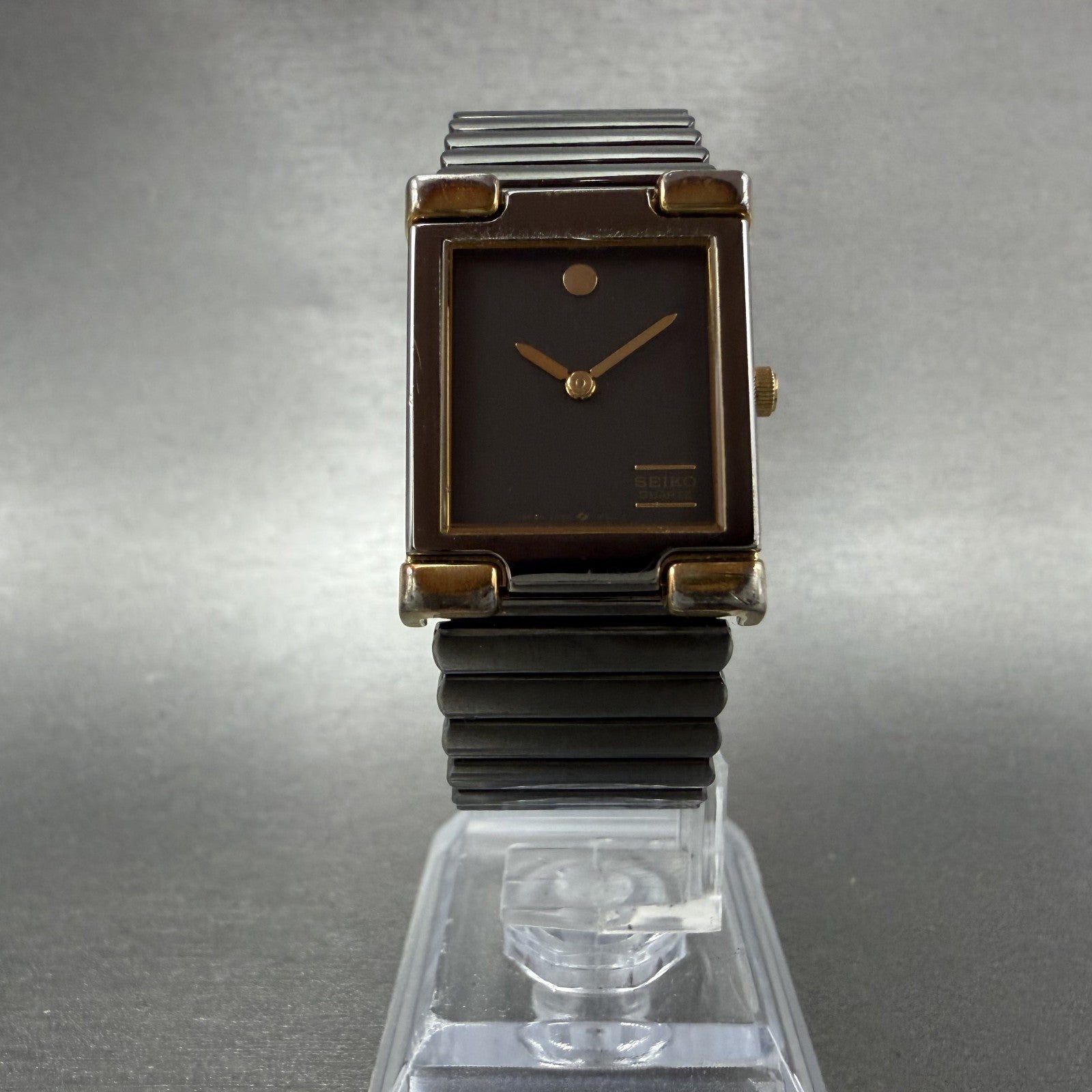 Seiko Tank Watch Women 21mm Black Dial Black Tone Rectangle 2P205C99 New Batt5