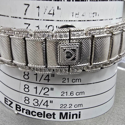Judith Ripka Tank Watch Women 25mm MOP Dial Silver Tone Crystal Bezel New Batt10