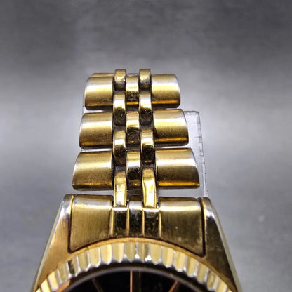 Seiko President Watch Women 24mm Black Dial Gold Daydate Round New Battery VTG4