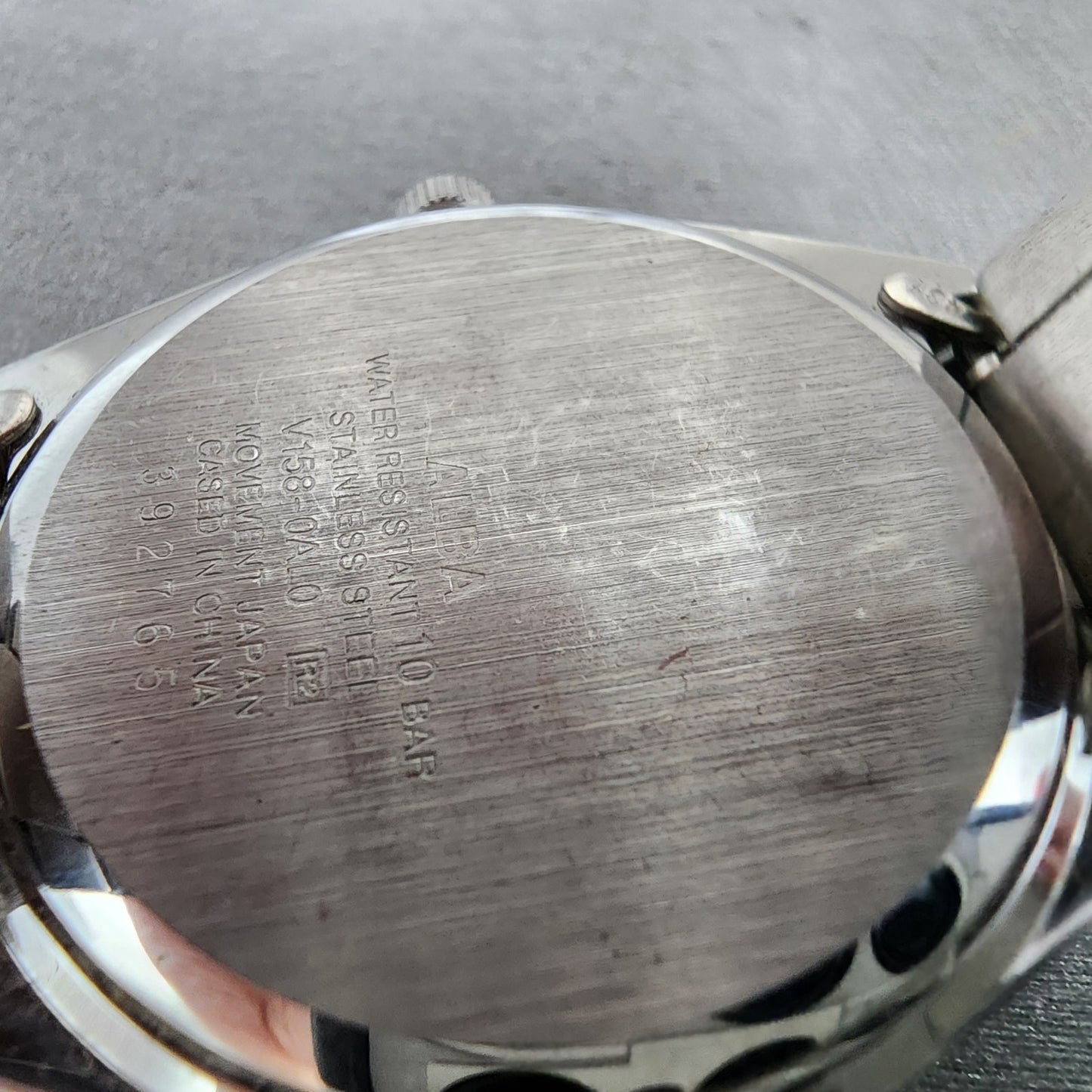 Seiko ALBA Solar Watch Men 36mm Black Dial Silver Tone Daydate Round V158 Runs9