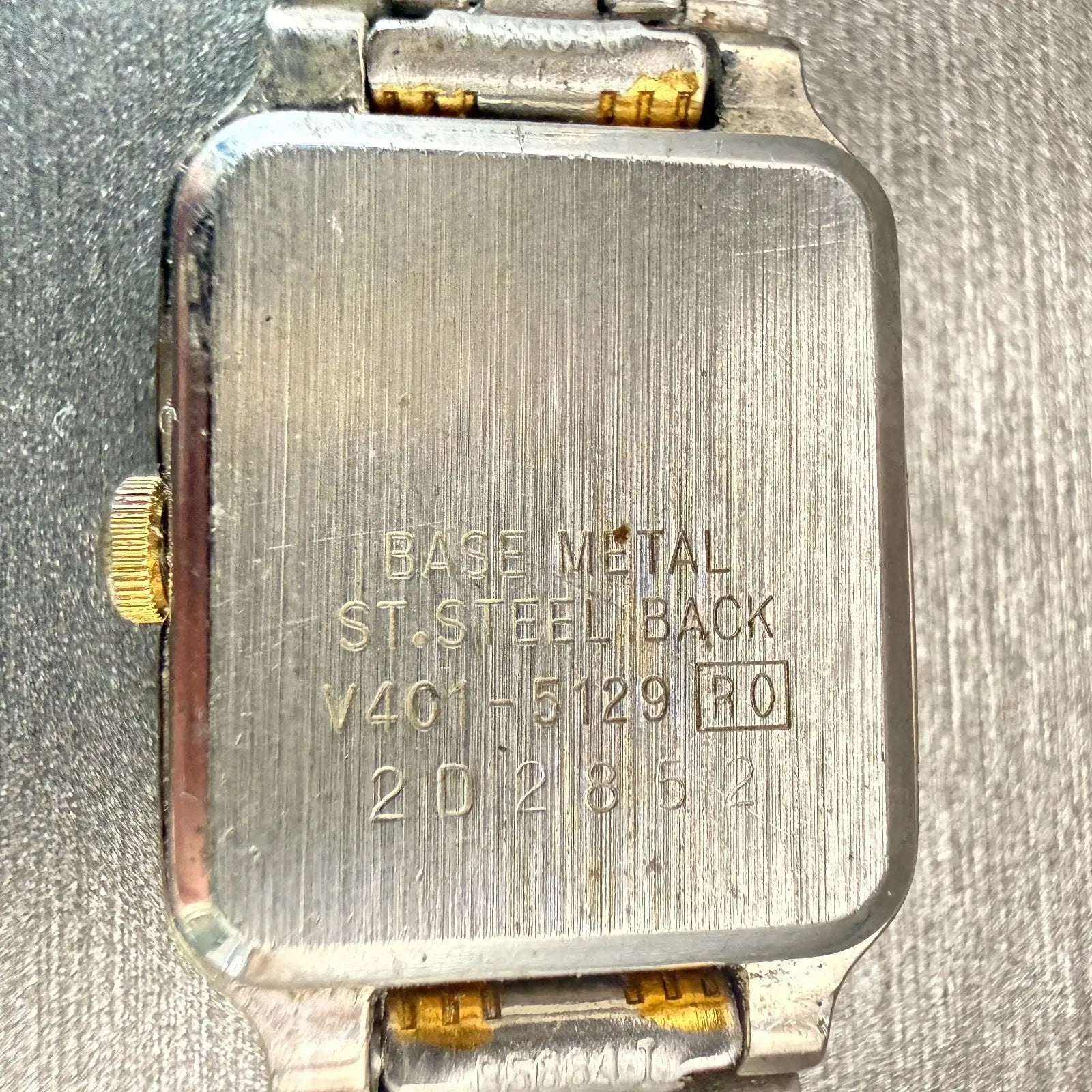 Seiko Watch Women 17mm White Dial Two Tone Rectangle V401-5129 New Battery VTG10