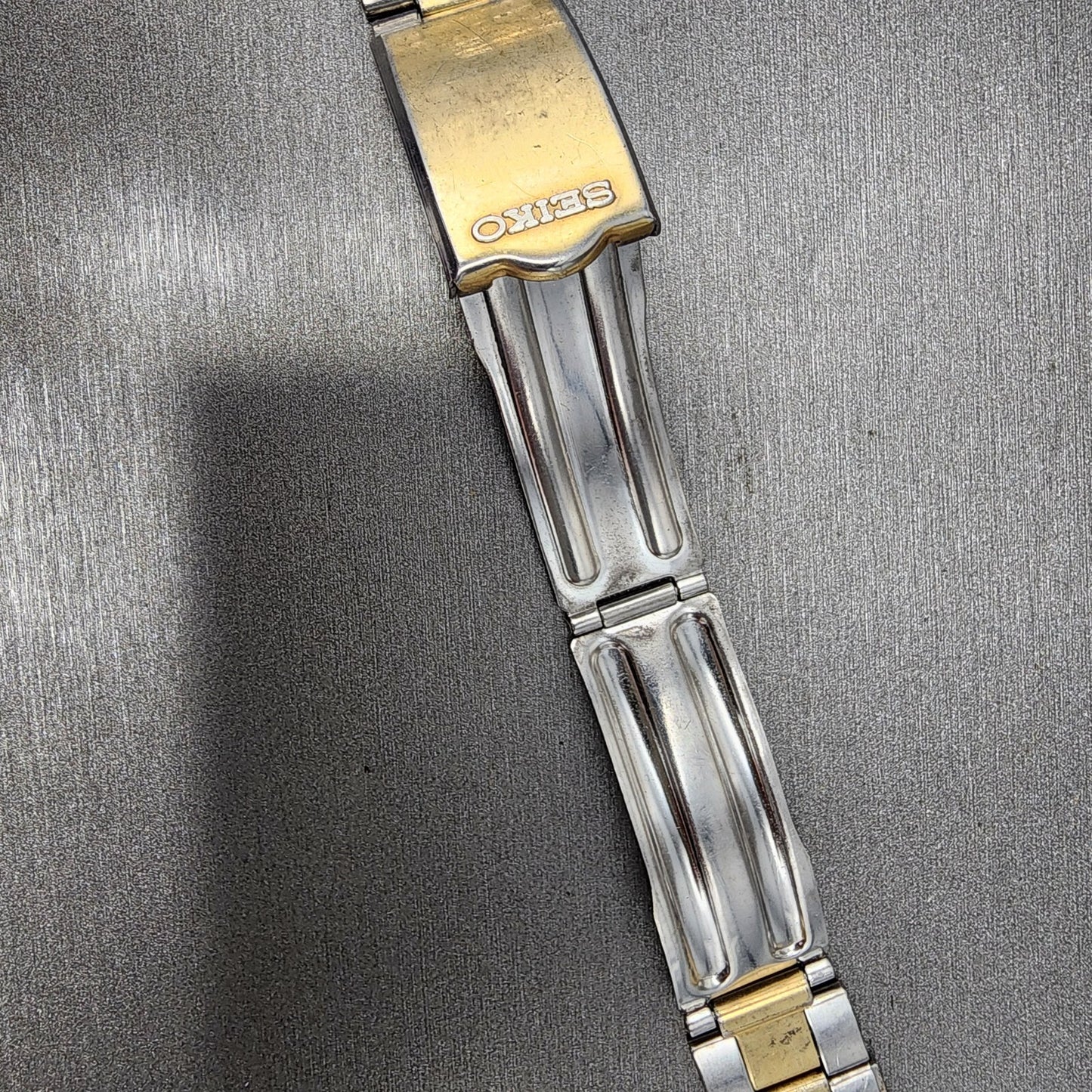 VTG Seiko Watch Bracelet 19mm Two Tone Gold&Silver Tri Folding Claps11