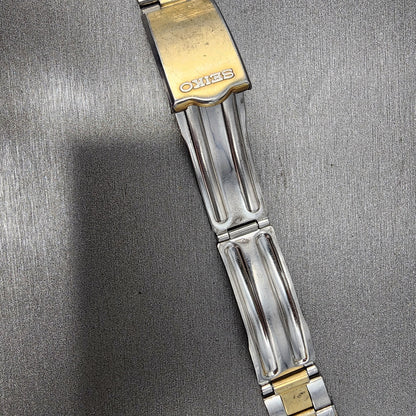 VTG Seiko Watch Bracelet 19mm Two Tone Gold&Silver Tri Folding Claps11
