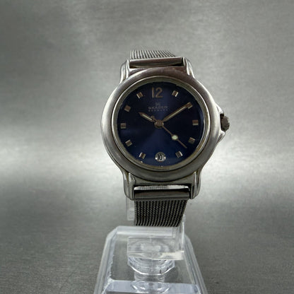 Skagen Watch Women 28mm Blue Dial Silver Tone Date Round 106SSSN New Battery5