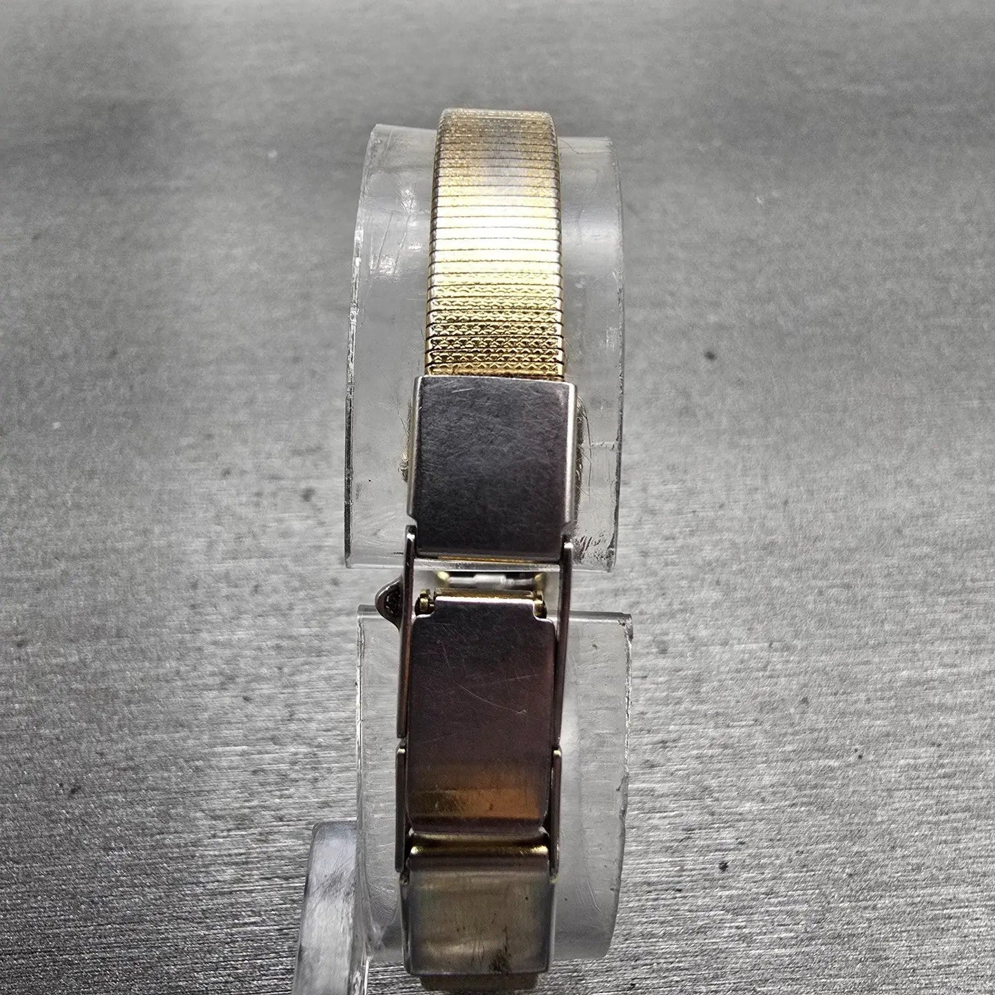 Seiko Watch Women 16mm Black Dial Gold Tone Rectangle 2B20-5019 New Battery VTG7
