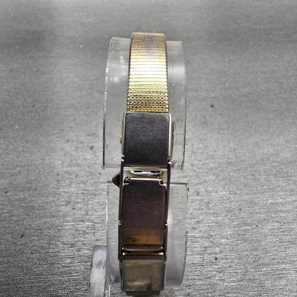 Seiko Watch Women 16mm Black Dial Gold Tone Rectangle 2B20-5019 New Battery VTG7