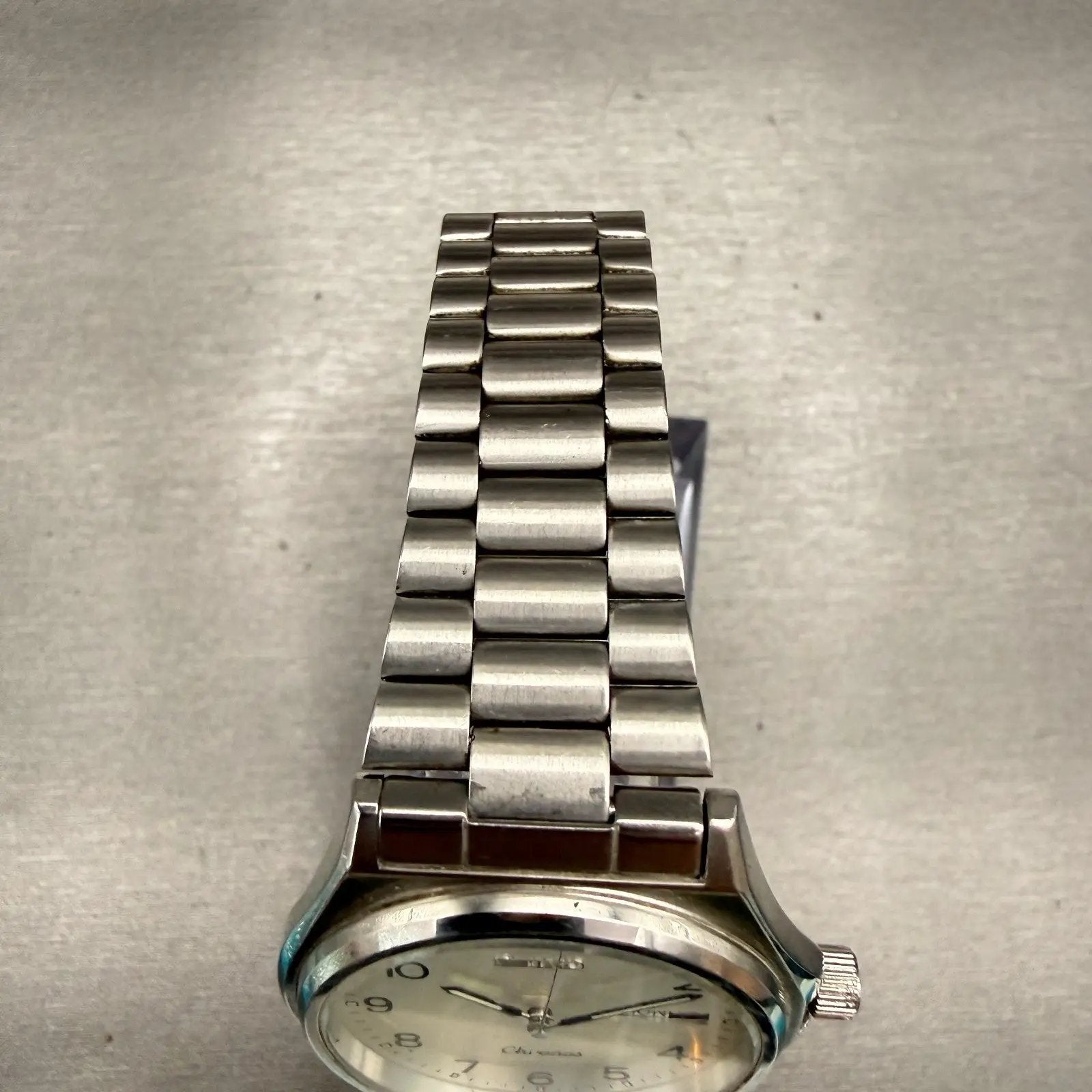 Seiko Chronos Watch Men 35mm Silver Dial Silver Daydate Round 5H23-7060 New Batt4