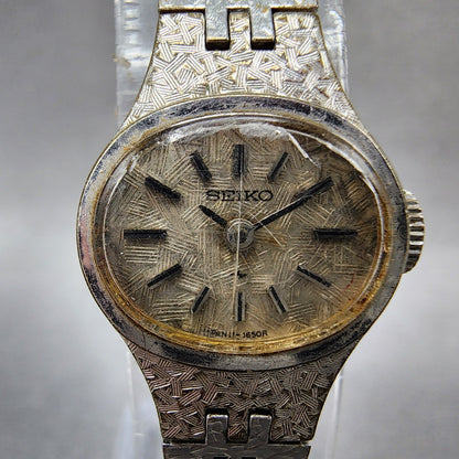 Seiko Watch Women 17mm Silver Dial Silver Tone Manual Round 117619 Runs VTG AB11