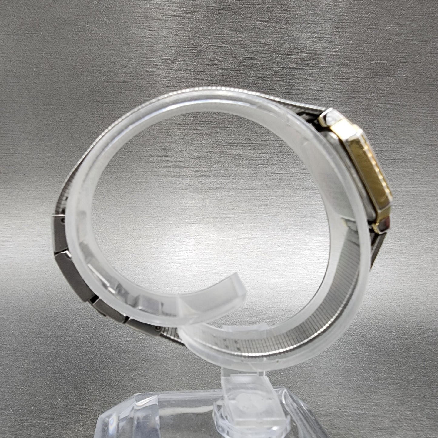 Seiko Watch Women 17mm Silver Dial Two Tone Rectangle 2Y01-5A70 New Battery