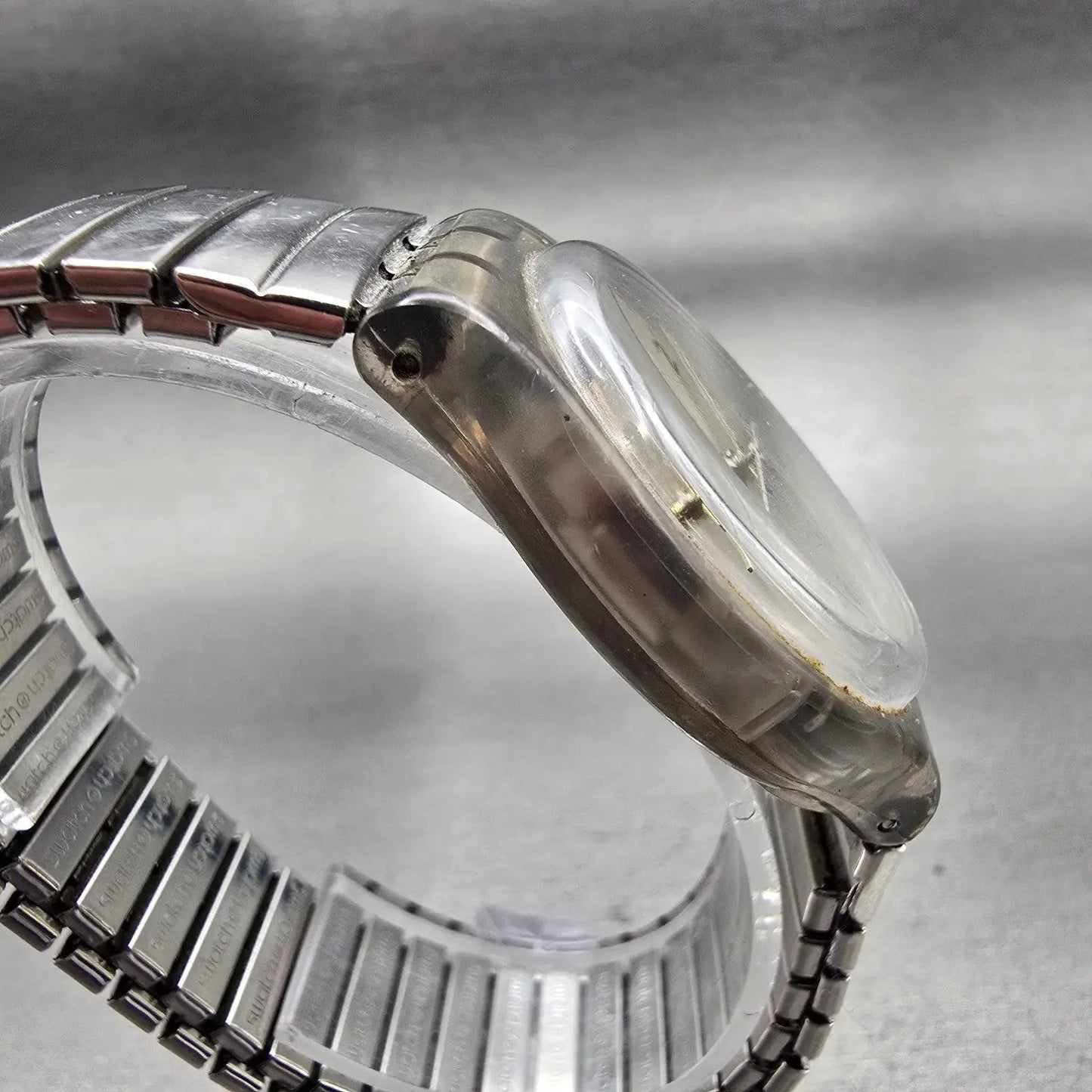 Swatch Silverall Watch Men 34mm Silver Dial Clear Case Date GM416 New Battery3
