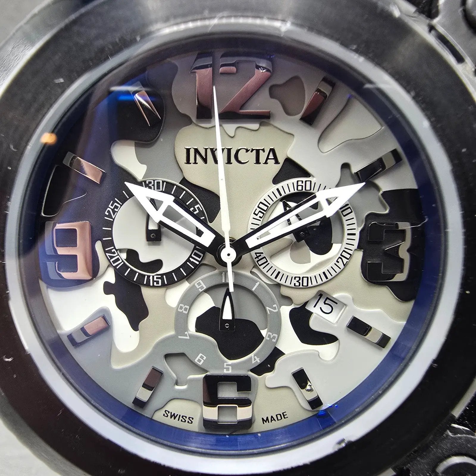 Invicta Coalition Forces Chronograph Watch Men Camo Dial Black Date 11671 NewBat1