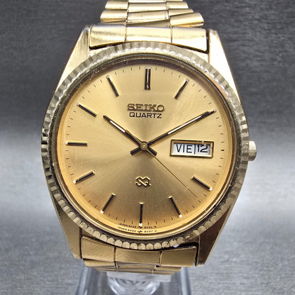 Seiko President Watch Men 36mm Gold Dial Gold Tone Daydate 5H23-8029 New Battery0