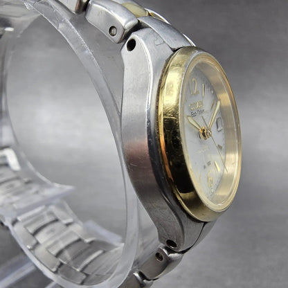 Citizen Eco-Drive Watch Women 25mm White Dial Two Tone Date E011-S039967 Runs3