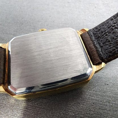 Lucien Piccard Dufonte Tank Watch Women 21mm Gold Dial Gold Tone Rectangle Runs