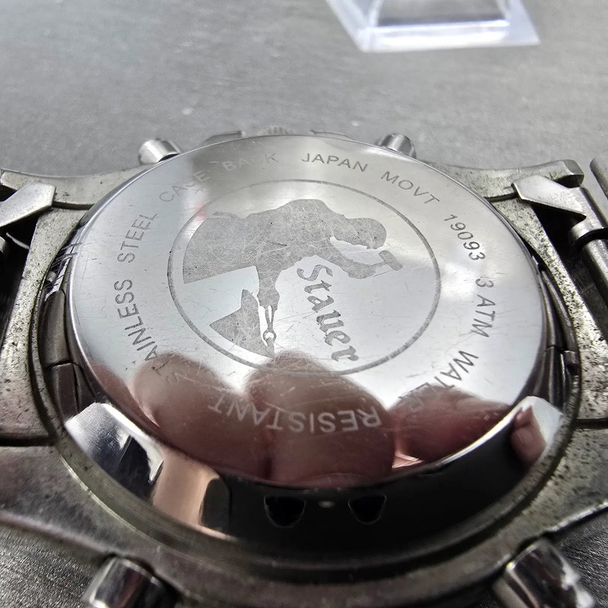 Stauer Compendium Watch Men 46mm Black Dial Silver Alarm Chrono 19093 New Batt9