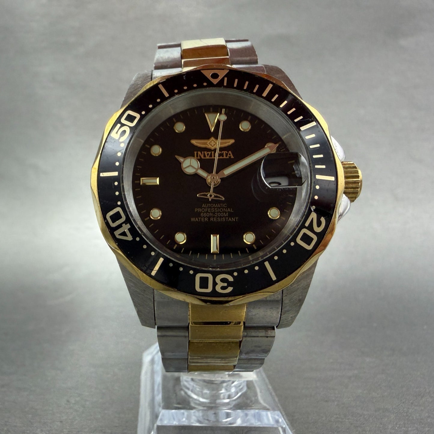 Invicta Pro Diver Watch Men 40mm Black Dial Two Tone Date 8927 Automatic Runs5