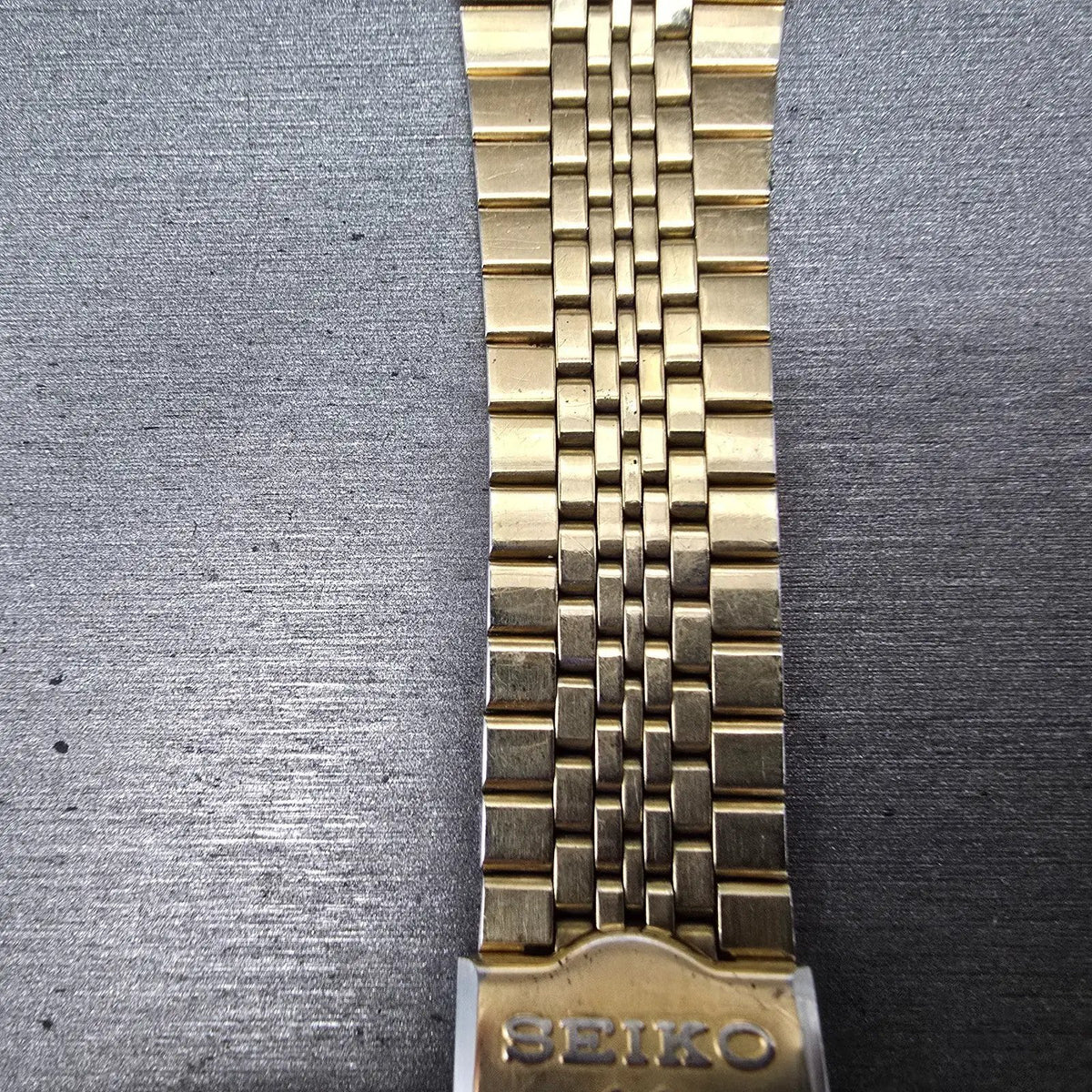 Seiko Bracelet 19mm Stainless Steel Gold Tone Tri Folding Clasp Vintage Japan Z22