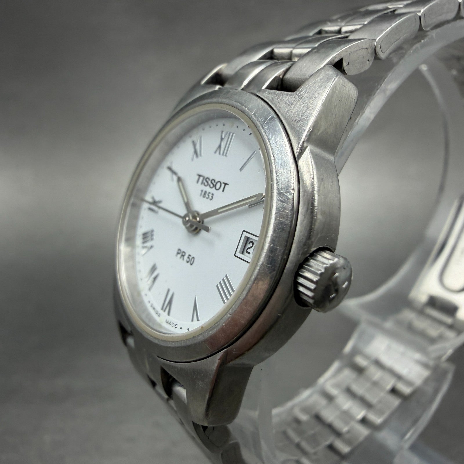 Tissot PR 50 Watch Women 25mm White Dial Silver Tone Date J326/426 New Battery2