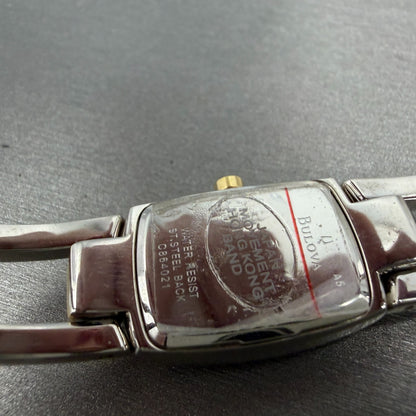 Bulova Tank Watch Women 17mm Silver Dial Two Tone Rectangle 98T81 New Battery9