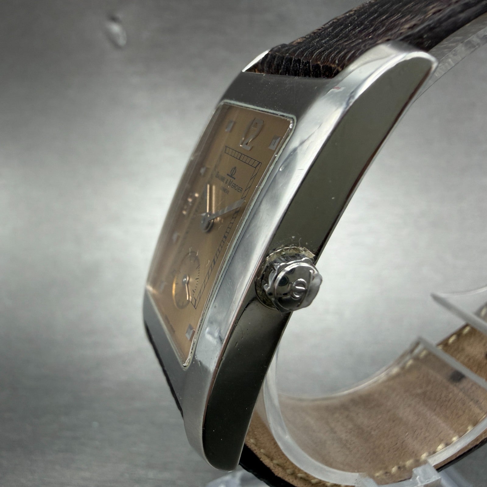 Baume & Mercier Hampton Watch Men 24mm Rose Dial Steel Small Seconds New Battery2