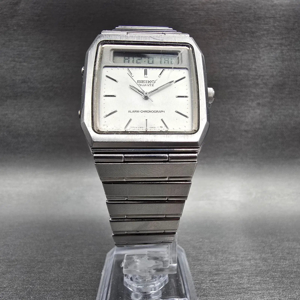 Seiko Watch Men 31mm Silver Dial Silver Chronograph Alarm H557-531H New Battery5