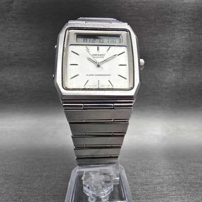 Seiko Watch Men 31mm Silver Dial Silver Chronograph Alarm H557-531H New Battery5