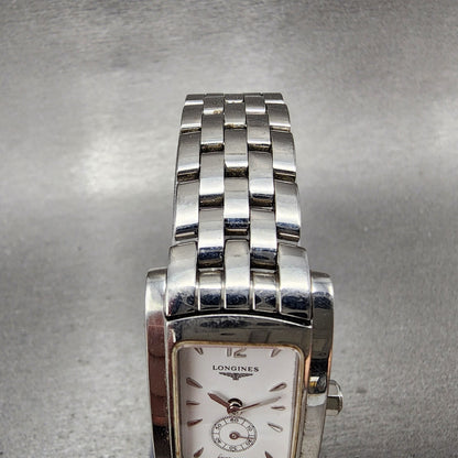 Longines Dolce Vita tank Watch Women 20mm White Dial Steel Rectangle New Battery4