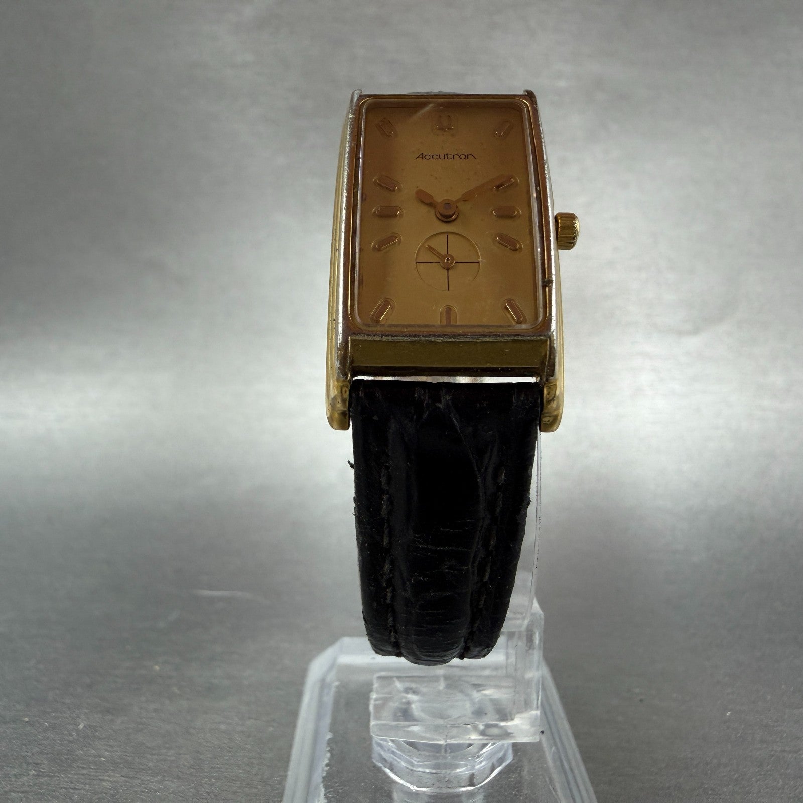Bulova Accutron Tank Watch Women 18mm Champagne Dial Gold Tone 27A02 New Battery5