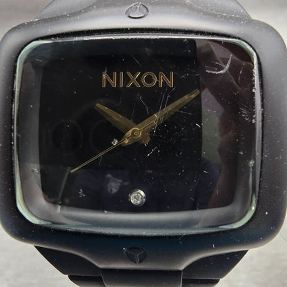 Nixon Rubber Player Watch Men 45mm Black Dial Black Tone Rectangle New Batt1