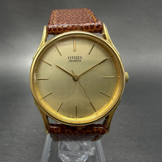 Citizen Watch Unisex 31mm Gold Dial Gold Tone Round 6031-G00 996 New battery0