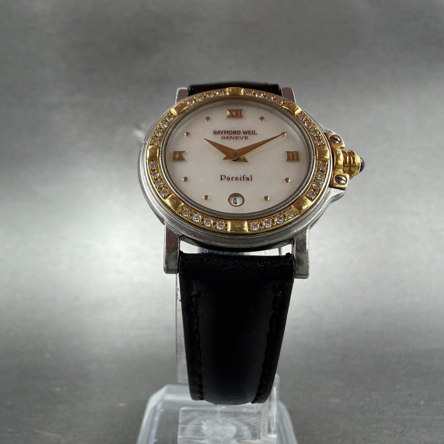 Raymond Weil Parsifal Watch Women 27mm Mop Dial Two Tone Date Diamonds New Batt5