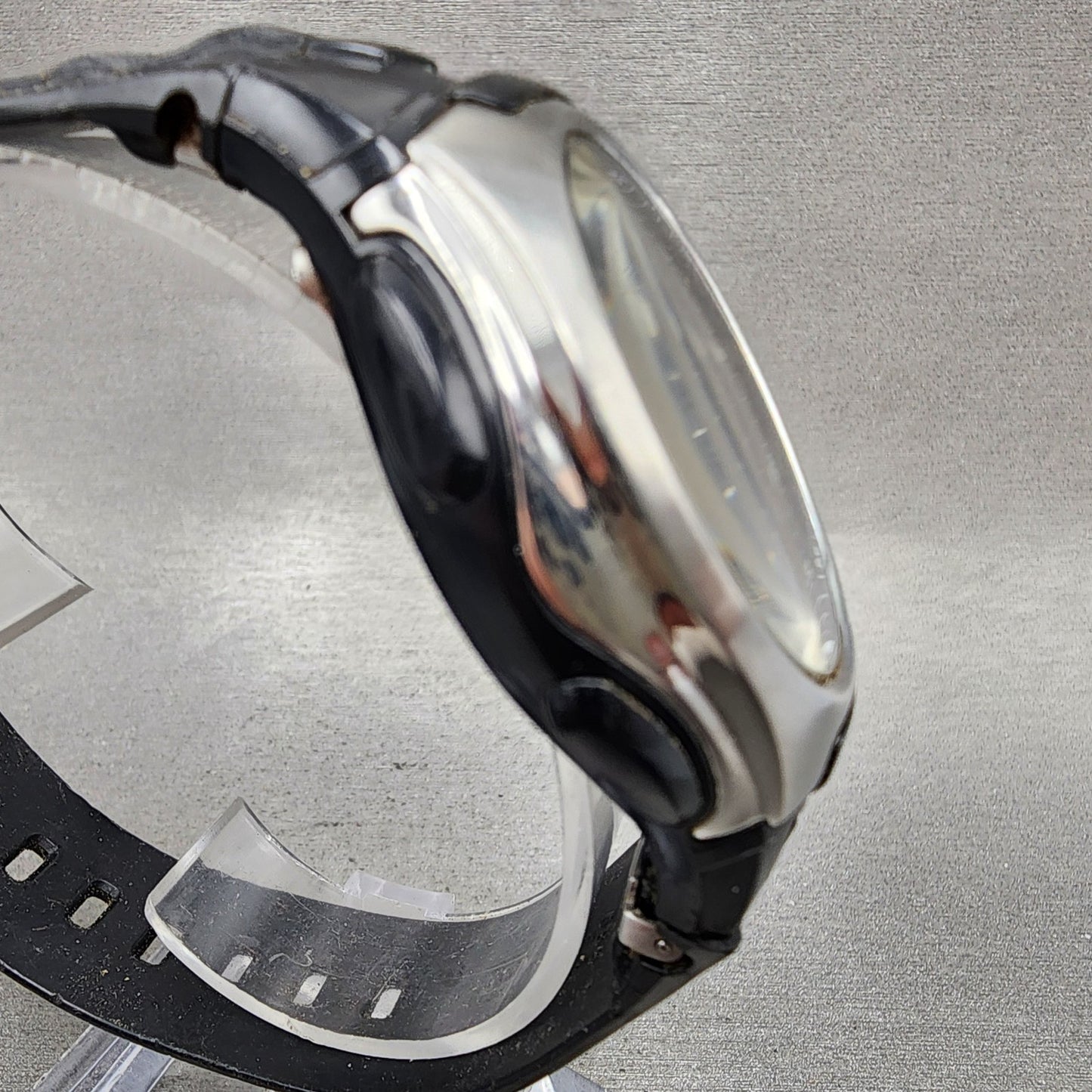 Casio Wave Ceptor Watch Men 43mm Black Dial Silver Tone Analog Digital  Solar AB3