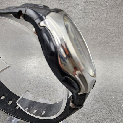 Casio Wave Ceptor Watch Men 43mm Black Dial Silver Tone Analog Digital  Solar AB3
