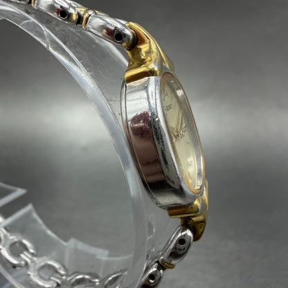 Seiko Watch Women 17mm Champagne Dial Two Tone Oval 2P21-5D00 New Battery VTG3