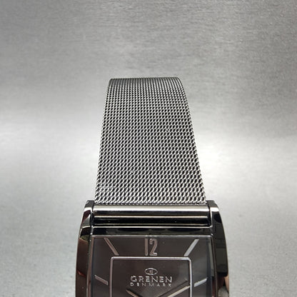 Skagen Grenen Tank Watch Men 29mm Silver Dial Black Tone Date Rectangle New Batt4