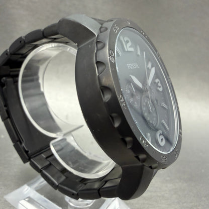 Fossil Nate Chrono Watch Men 50mm Black Dial Black Tone Date Round New Battery3