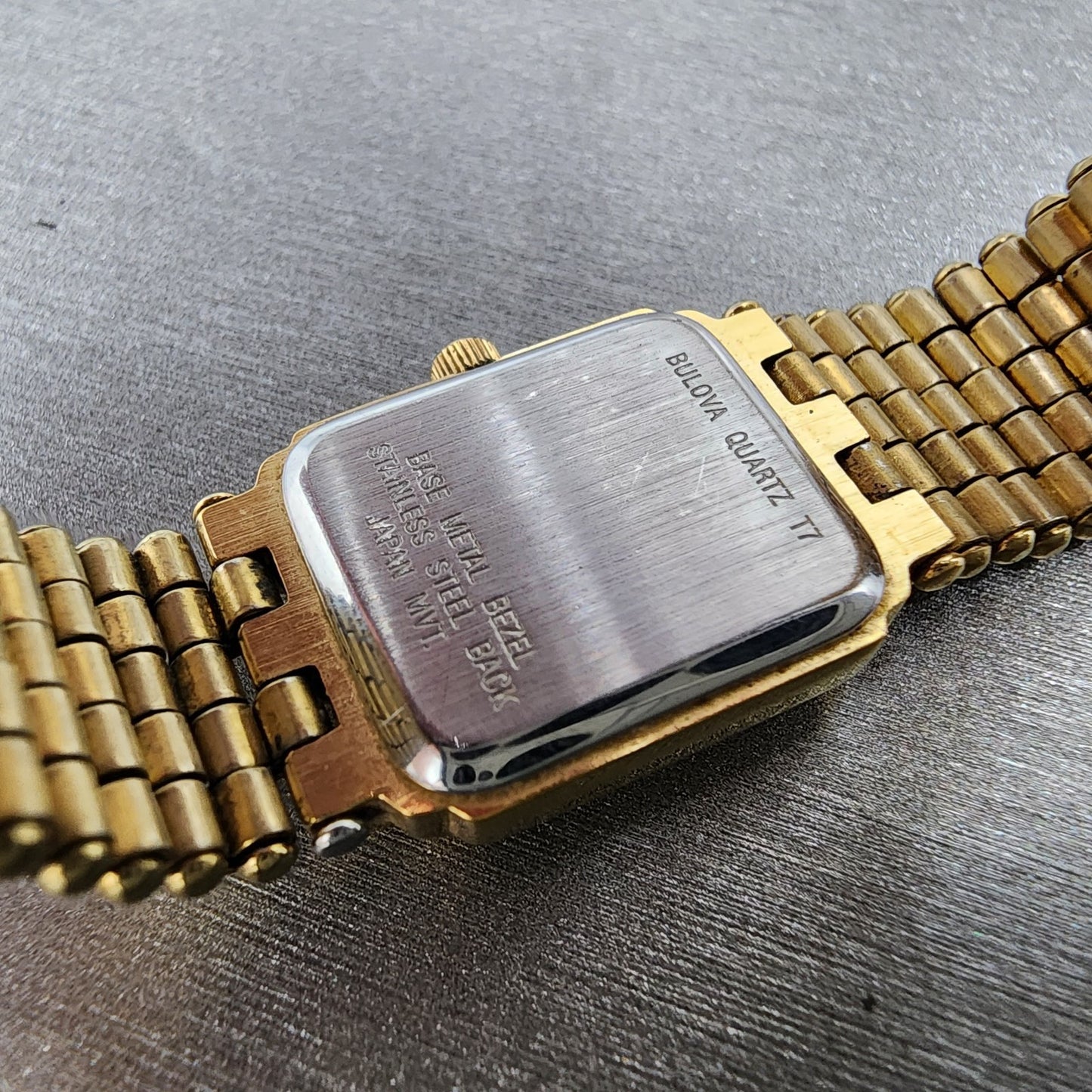 Bulova Tank Watch Women 17mm White Dial Gold Tone Rectangle 97L81 New Battery9