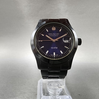 Swiss Military Hanowa Watch Women 36mm Blue Dial Black Date 65023 New Battery5