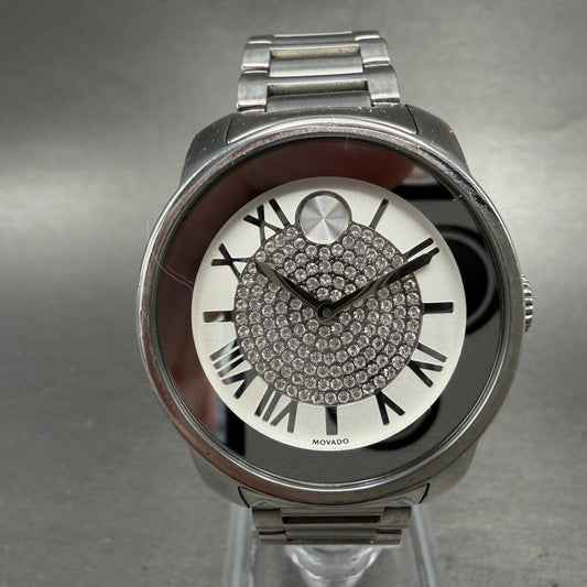 Movado Bold Watch Women 32mm Silver Dial Silver Tone Round 01.3.14.6125 New Batt0