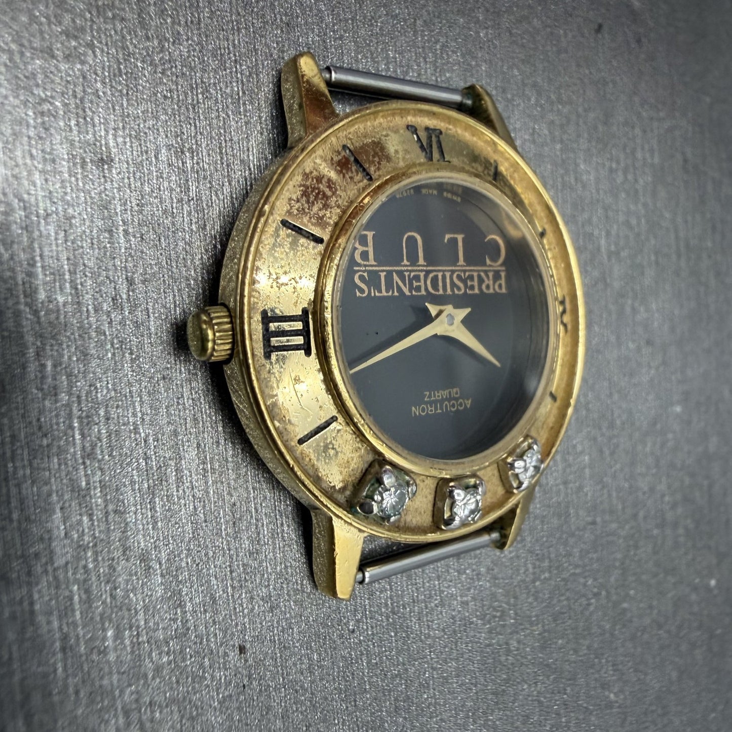 Bulova Accutron Watch Women 28mm Black Dial Gold Tone Diamond Bezel New battery5