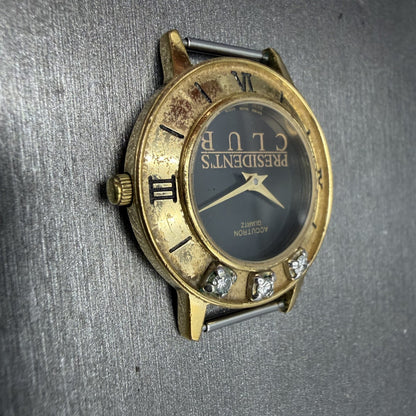 Bulova Accutron Watch Women 28mm Black Dial Gold Tone Diamond Bezel New battery5