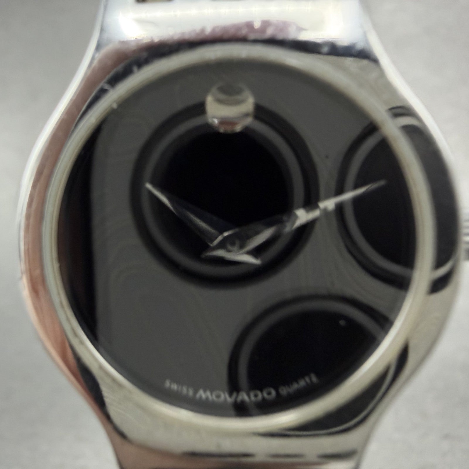 Movado Esperanza Watch Women 23mm Black Dial Silver Tone Round 84-25-811-4 PARTS2