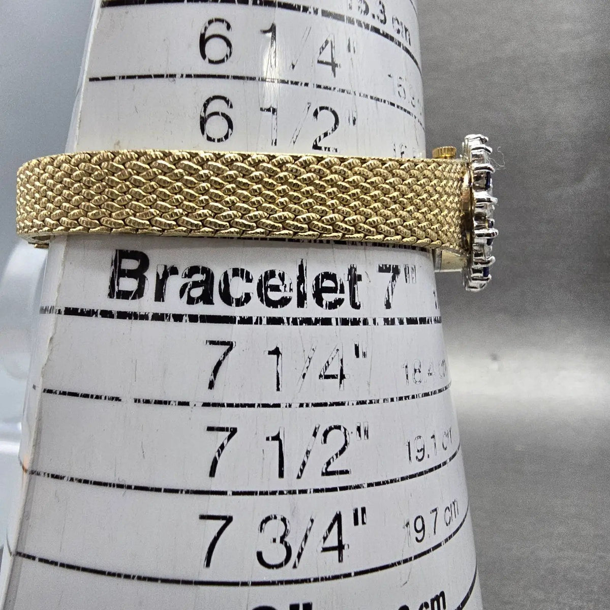 Nicolet Watch Women16mm White Dial Gold Tone Blue Sapphire Oval Mesh Band PARTS10