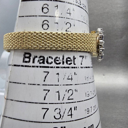 Nicolet Watch Women16mm White Dial Gold Tone Blue Sapphire Oval Mesh Band PARTS10