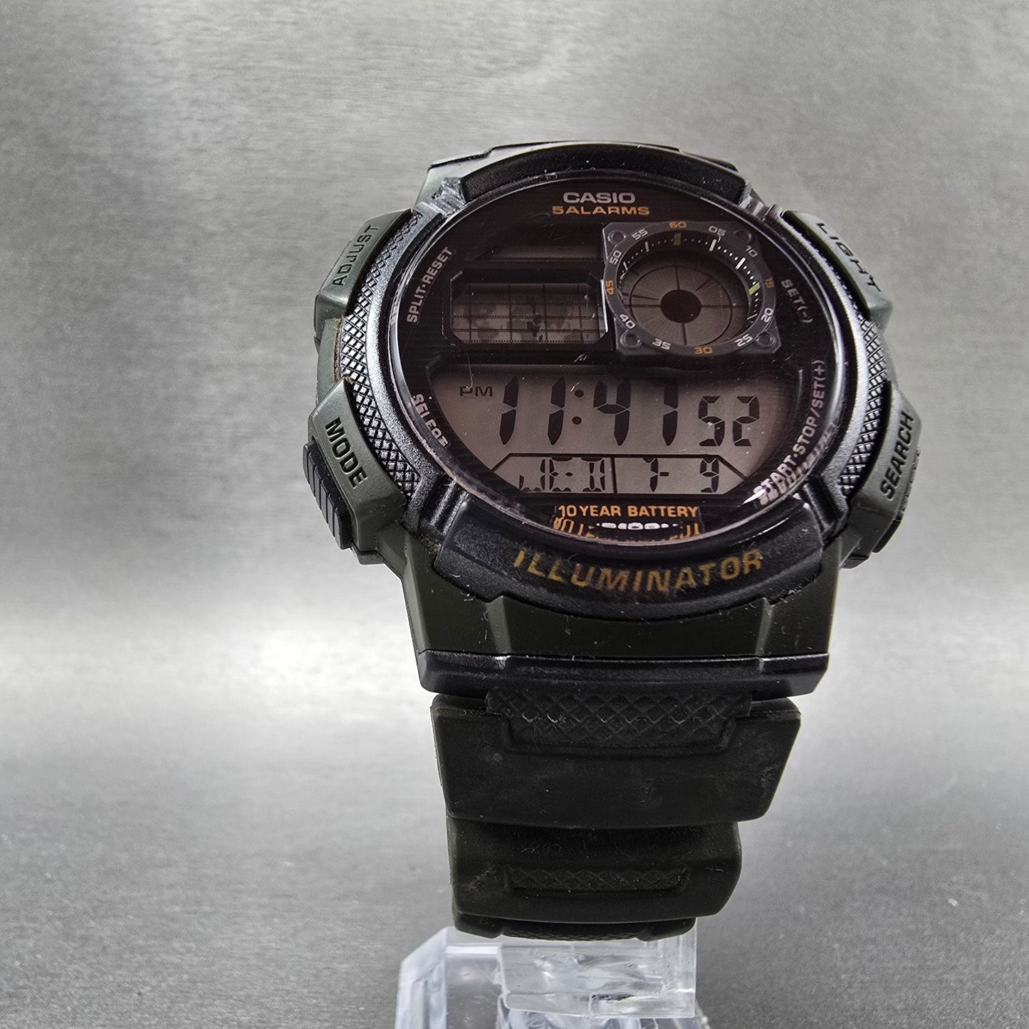 Casio AE-1000W Watch Men 44mm Black Dial Green World Time Digital New Battery5