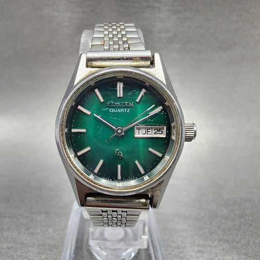 Citizen CQ Watch Women 24mm Green Dial Steel Daydate Round New Battery VTG0