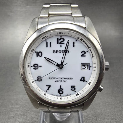 Citizen Reguno Atomic SolarWatch Men 36mm White Dial Silver Tone Date PARTS0