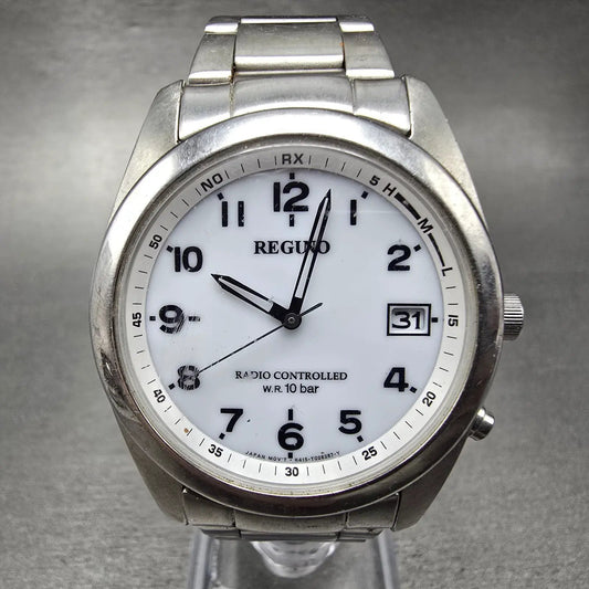 Citizen Reguno Atomic SolarWatch Men 36mm White Dial Silver Tone Date PARTS0