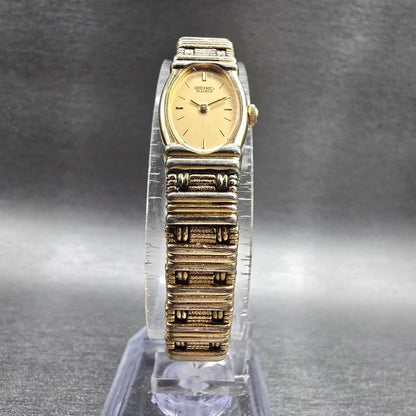 Seiko Watch Women 13mm Gold Dial Gold Tone Oval 1E20-5179 New Battery Vintage5