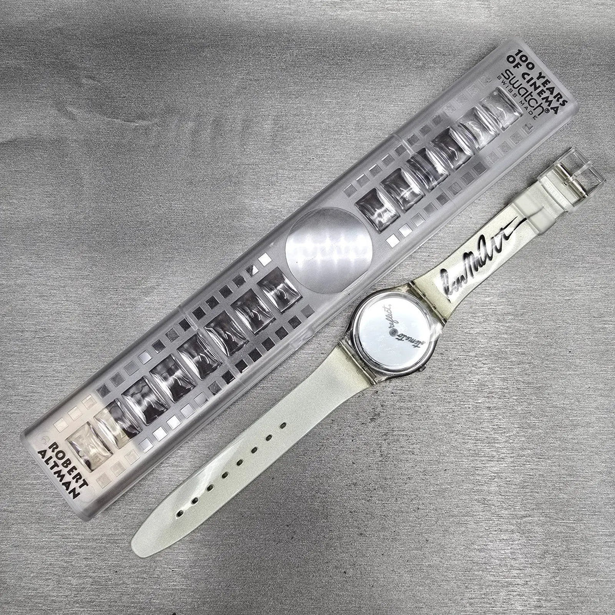 Swatch Time to Reflect Watch Men 34mm Silver Dial Clear Case GZ143 New Batt NOS13